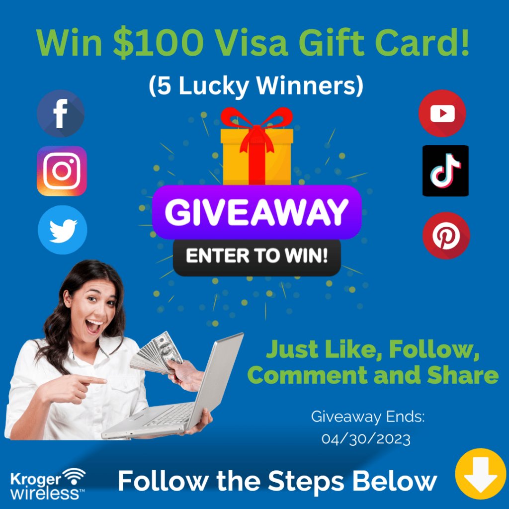 Kroger Wireless Social Media Giveaway - Win $100 Visa Gift Card (5 Winners)