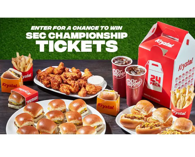 Krystal Restaurants Giveaway - Win Two Tickets To The 2023 SEC Championship Game In Atlanta, GA And More (Limited States)