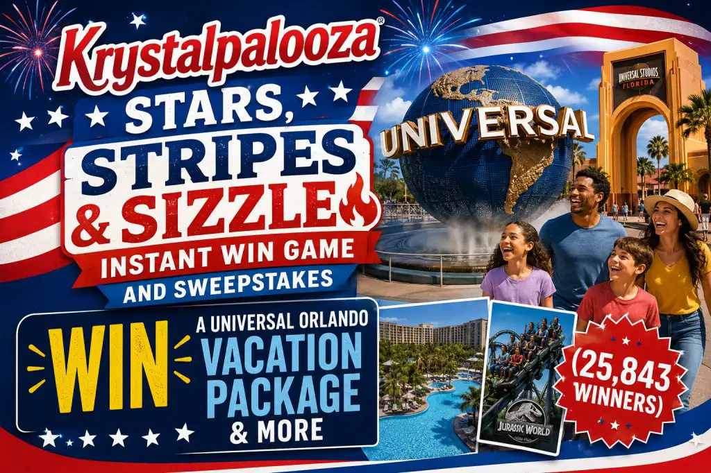 Krystalpalooza Stars, Stripes & Sizzle Instant Win Game And Sweepstakes – Win A Universal Orlando Vacation Package & More (25,843 Winners)