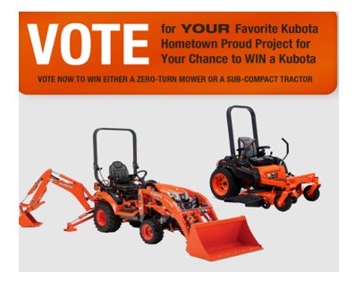 Kubota Hometown Proud Voting Sweepstakes - Win A $10,000 Zero-Turn Mower Or Tractor