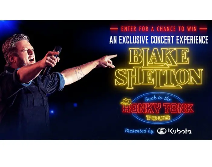 Kubota Honky Tonk Concert Ticket Giveaway Sweepstakes - Win 2 Tickets To A Blake Shelton's Concert (4 Winners)