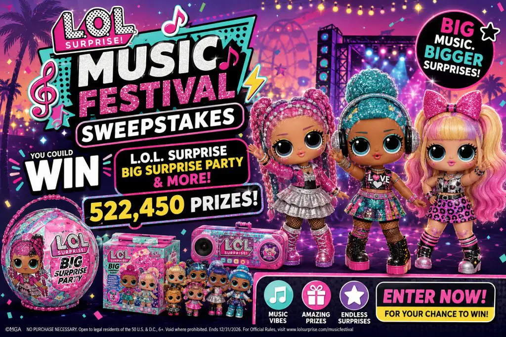 L.O.L. Surprise Music Festival Sweepstakes – Win L.O.L. Surprise Big Surprise Party & More (522,450 Prizes)