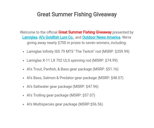 Lamiglas Great Summer Fishing Giveaway - Win Fishing Rods and Gear