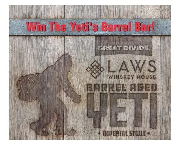 Laws & Great Divide Yeti's Bar Sweepstakes - Win A Custom Yeti's Barrel Bar