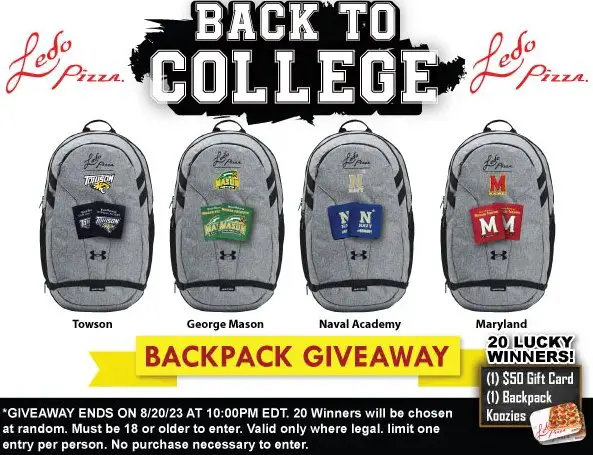 Ledo Pizza Back To College Backpack Giveaway {20 Winners}