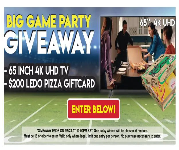 Ledo Pizza Big Game Party Giveaway - Win A 65” 4K UHD TV + $200 Gift Card