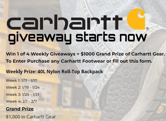 Lehigh Outfitters Carhartt Sweepstakes – Win A $1,000 Carhartt Gift Card