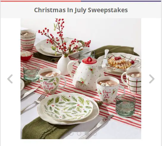 Lenox Christmas In July Sweepstakes - Win Dinnerware, Drinkware & Flatware Service For 12