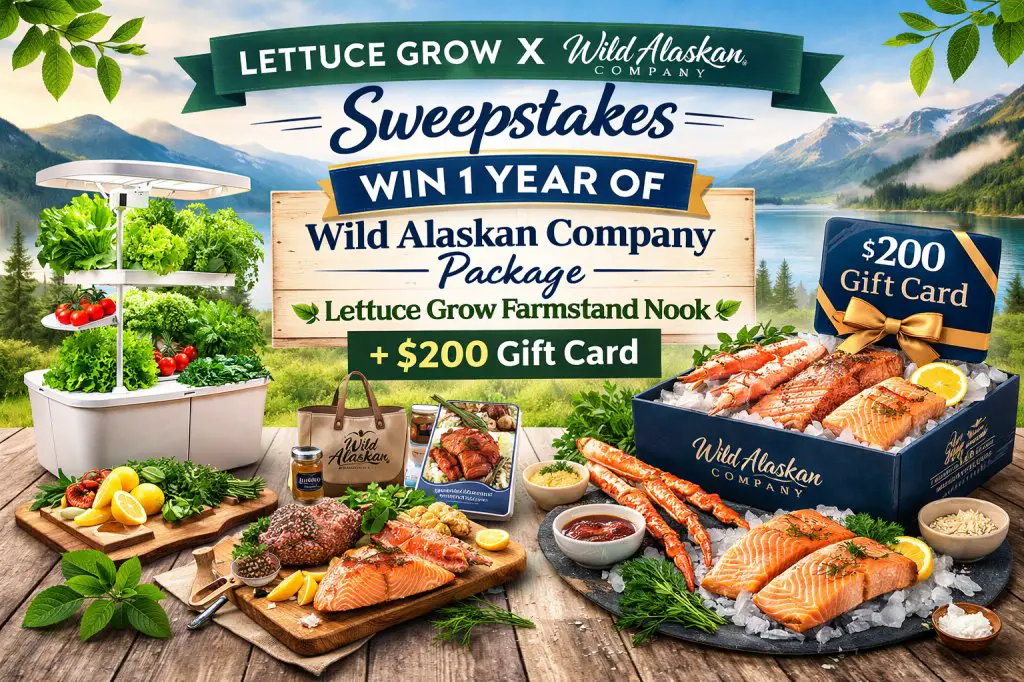 Lettuce Grow X Wild Alaskan Company Sweepstakes – Win 1 Year Of Wild Alaskan Company Package, Lettuce Grow Farmstand Nook + $200 Gift Card