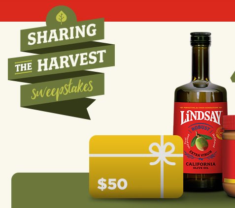 Lindsay Sharing The Harvest Sweepstakes