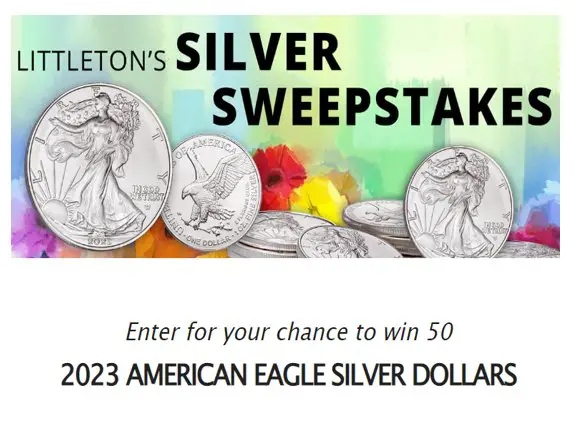Littleton Coin April 2023 Sweepstakes - Win Fifty 2023 Silver American Eagle Coins