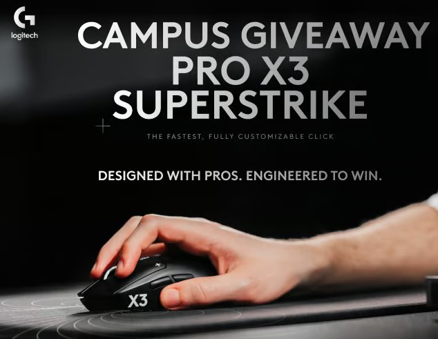 Logitech G On Campus Giveaway - Win a Logitech G PRO X3 SUPERSTRIKE Gaming Mouse (20 Winners)