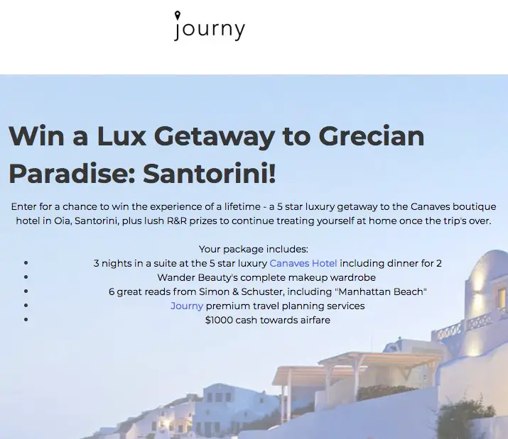 Lux Getaway to Grecian Paradise in Santorini! Sweepstakes