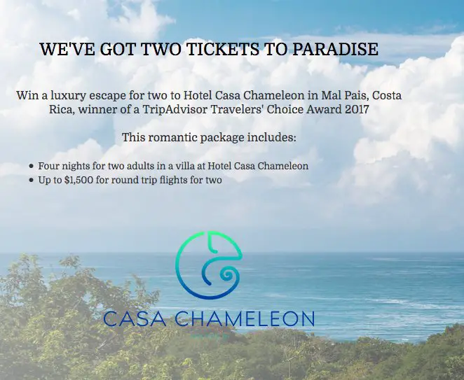 Luxury Getaway to Casa Chameleon Costa Rica Sweepstakes