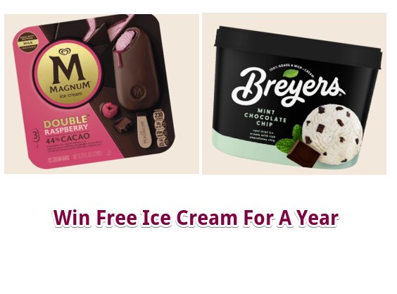 Magnum Ice Cream Company Sweepstakes - Win Free Ice Cream for A Year