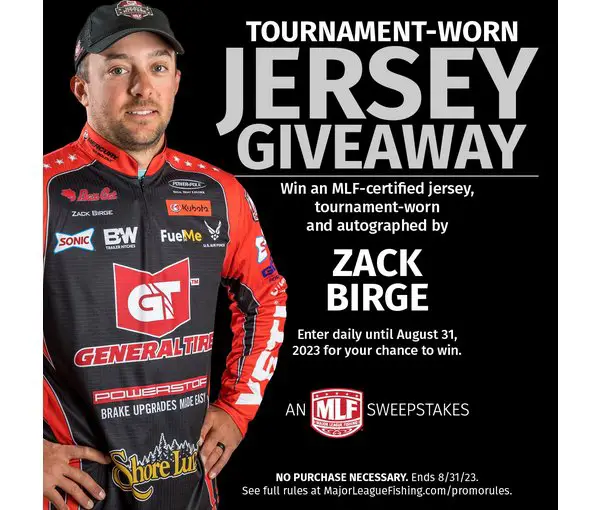 Major League Fishing Giveaway - Win A Zack Birge MLF Autograph Tournment  Worn Jersey