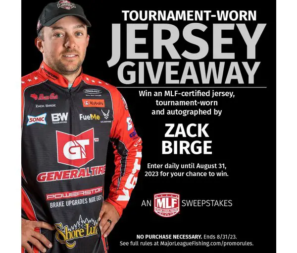 Major League Fishing Giveaway - Win A Zack Birge MLF Autograph Tournment Worn Jersey