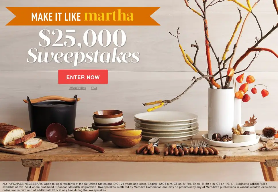Make it Like Martha $25,000 Sweepstakes!