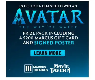 Marcus Theatres Signed Poster & Prize Pack Sweepstakes - Win An Avatar: Way of Water Movie Poster, Official Merch &  More