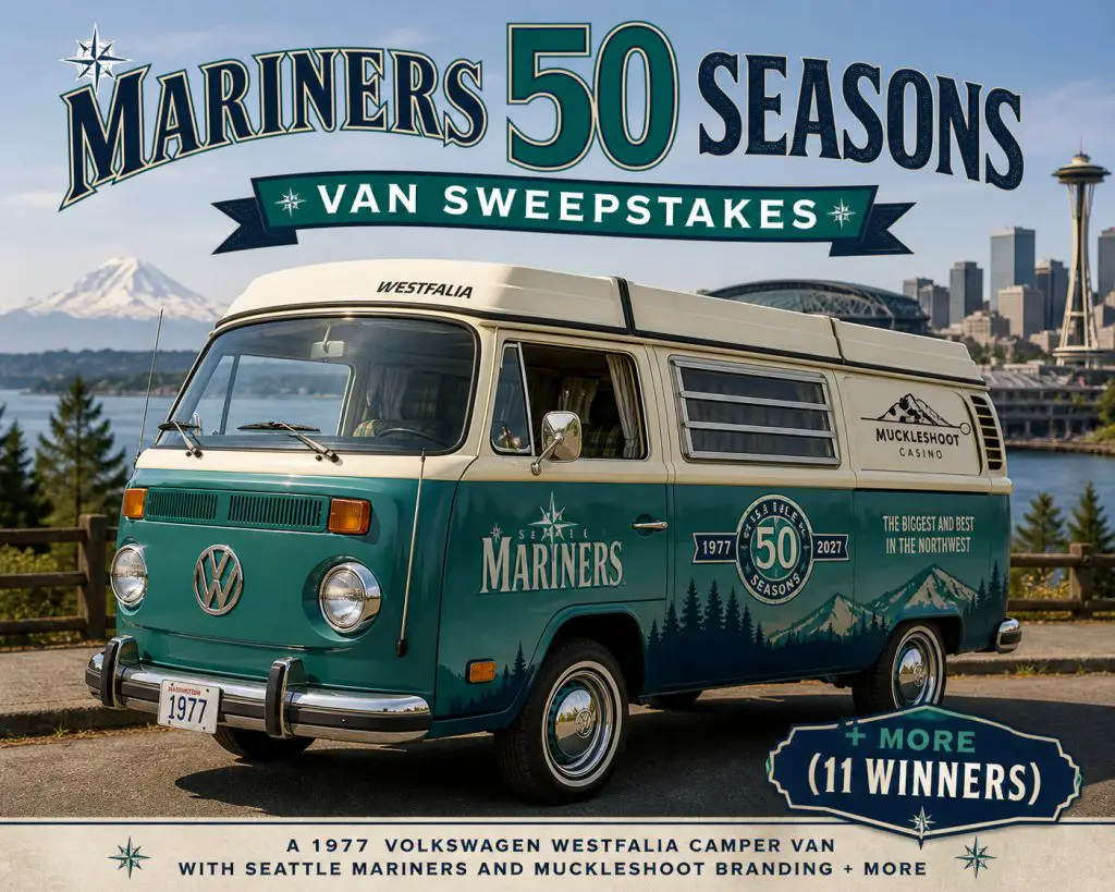 Mariners 50 Seasons Van Sweepstakes – Win A 1977 Volkswagen Westfalia Camper Van