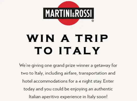 MARTINI & ROSSI Fiero Italy Sweepstakes - Win A $5,000 Trip For 2 To Italy