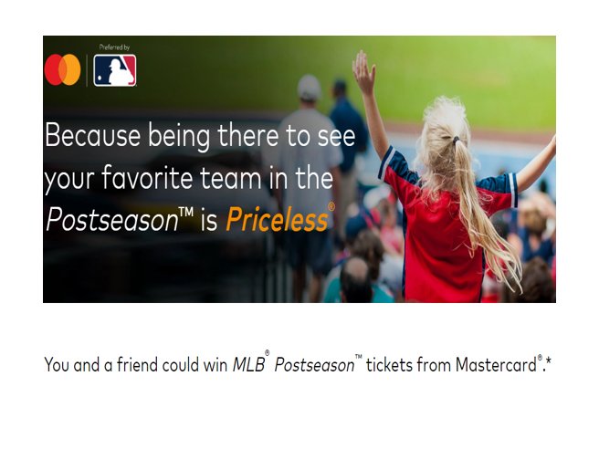 MasterCard MLB Postseason Sweepstakes – Win 2 Tickets To The 2023 MLB Postseason Game (72 Winners)