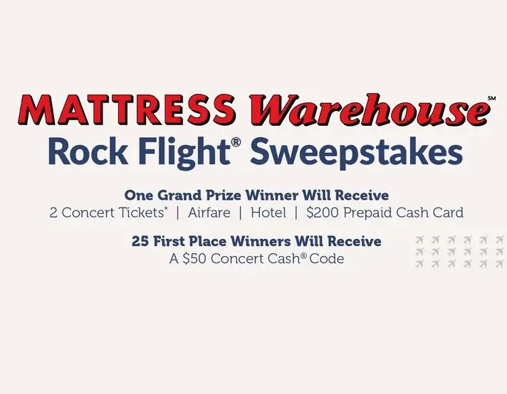 Mattress Warehouse Flyaway Sweepstakes - Win Two Concert Tickets of Your Choice and More