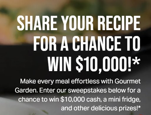 McCormick Gourmet Garden Recipe Sweepstakes - Win $10,000 Cash & More
