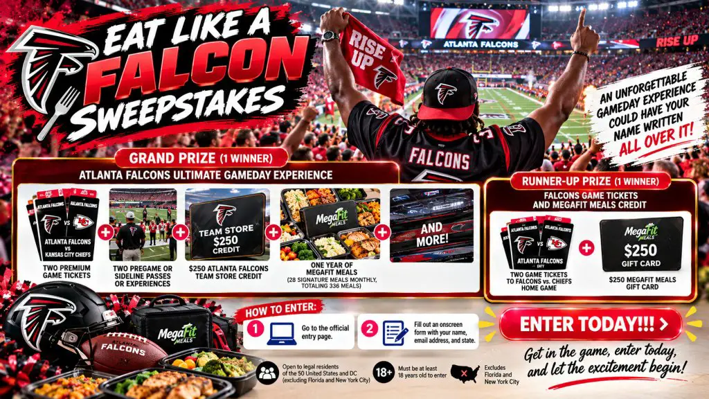 MegaFit Meals Eat Like A Falcon Sweepstakes – Win An Atlanta Falcons Ultimate Gameday Experience + More (2 Winners)