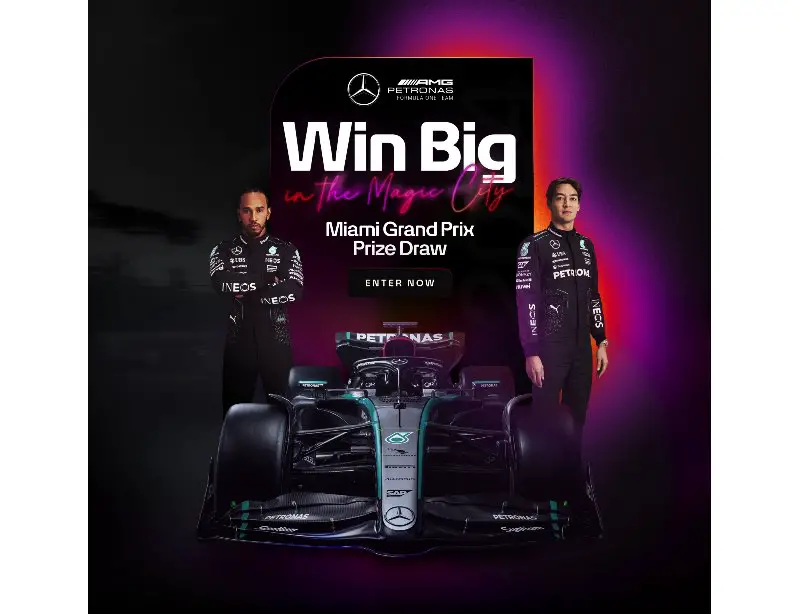 Mercedes-Benz AMG Petronas Miami Club Win Big Competition - Win A Trip For 2 To The 2024 Crypto.com Miami Grand Prix