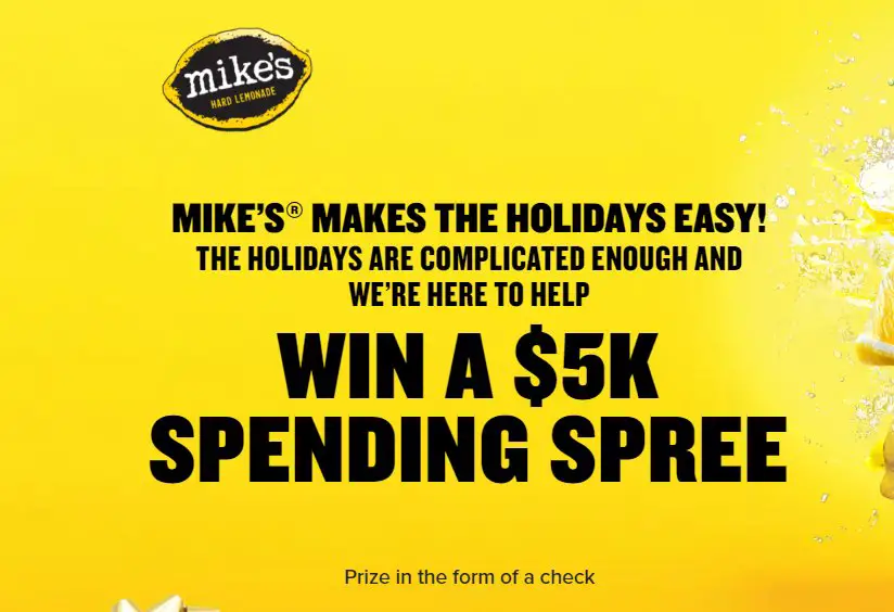 Mike’s Hard Lemonade Holiday Spending Spree Sweepstakes - Win A $5,000 Shopping Spree {25 Winners}