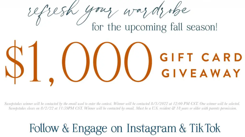 Mint Julep Boutique 1,000 Sweepstakes Win A 1,000 Mint Julep Gift Card
