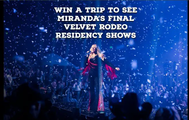 Miranda Lambert Fly Away Sweepstakes – Win A Trip For 2 To See Miranda Lambert Live In Las Vegas, NV
