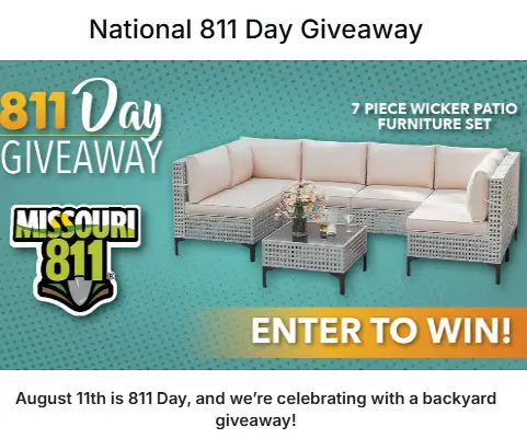 Missouri 811 National 811 Day Giveaway - Win a 7-piece Set of Wicker Patio Furniture