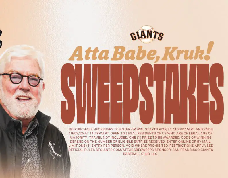 MLB Atta Babe Kruk Sweepstakes - Win an Autographed Mike Krukow Giants Jersey Worth $250