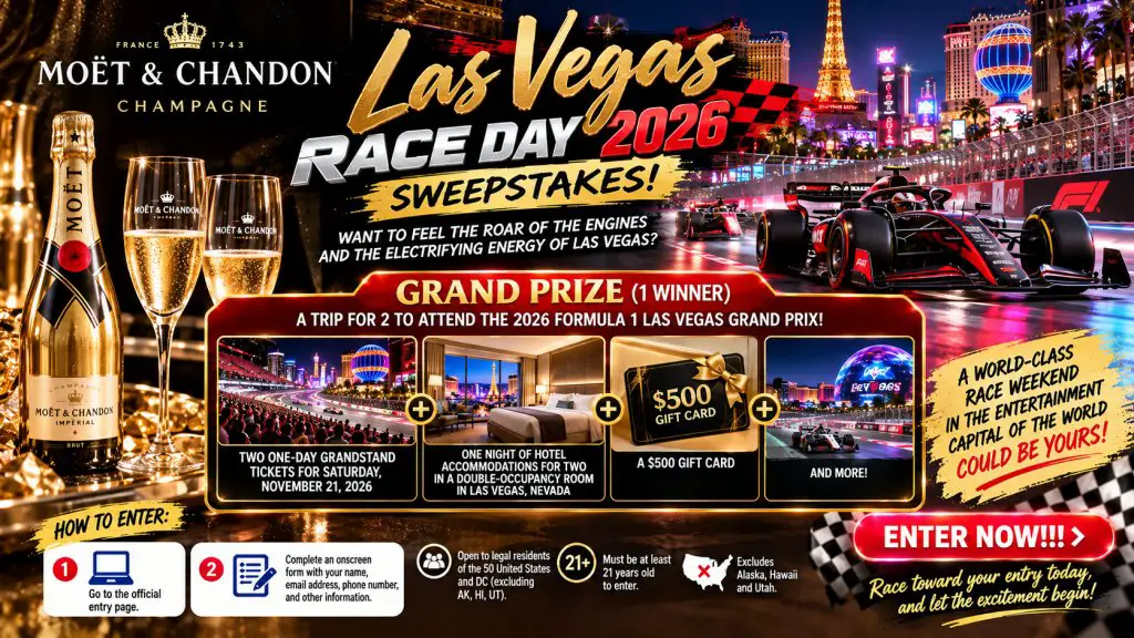 Moët & Chandon Las Vegas Race Day 2026 Sweepstakes – Win An Electrifying Trip To The 2026 Formula 1 Las Vegas Grand Prix