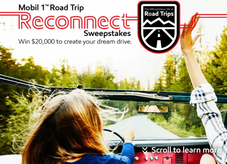 Mobil 1 Road Trip Reconnect Sweepstakes - Win A $20,000 Create Your Dream Drive Package