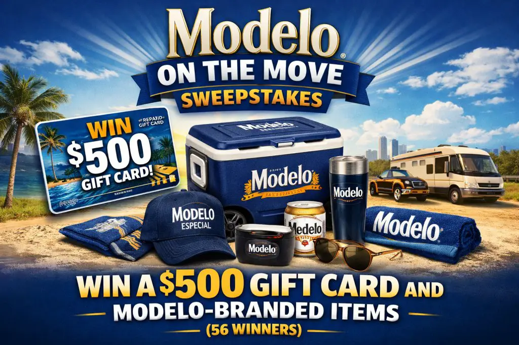 Modelo On the Move Sweepstakes – Win A $500 Gift Card And Modelo-Branded Items (56 Winners)