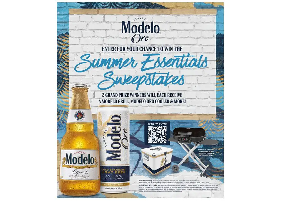 Modelo Oro Summer Essentials Sweepstakes 2023 - Win A Portable Gas Grill, A Can Cooler & More