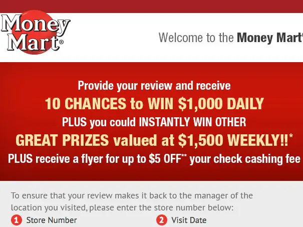 Money Mart $1,000 Daily Survey