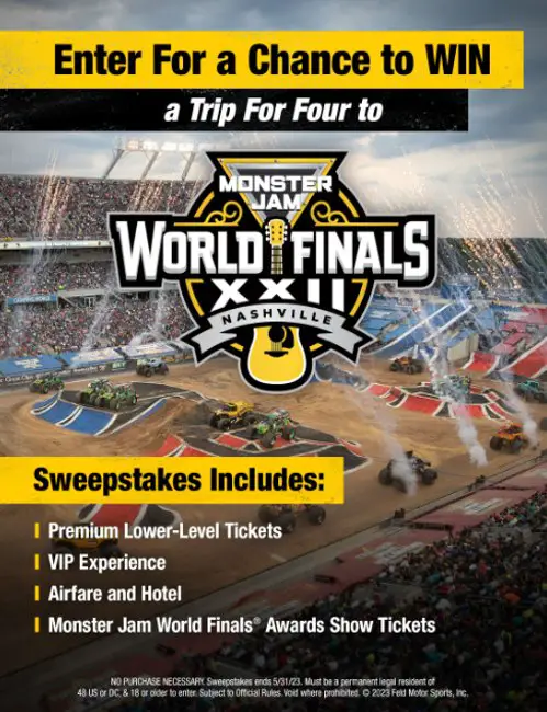 Monster Jam World Finals 2023 Sweepstakes - Win 4 VIP Tickets and More