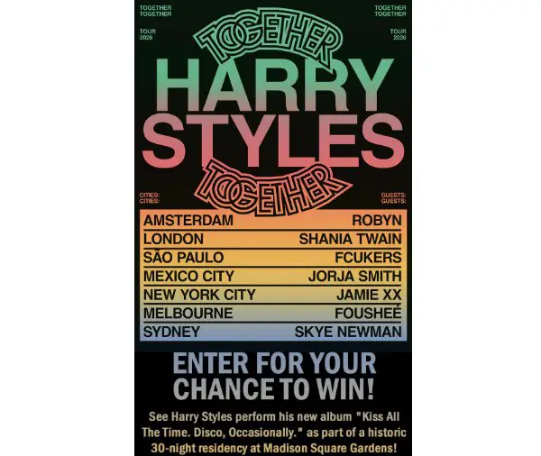 Most Requested Live With Romeo Harry Styles Flyaway Sweepstakes - Win A Trip For Two To A Harry Styles Concert
