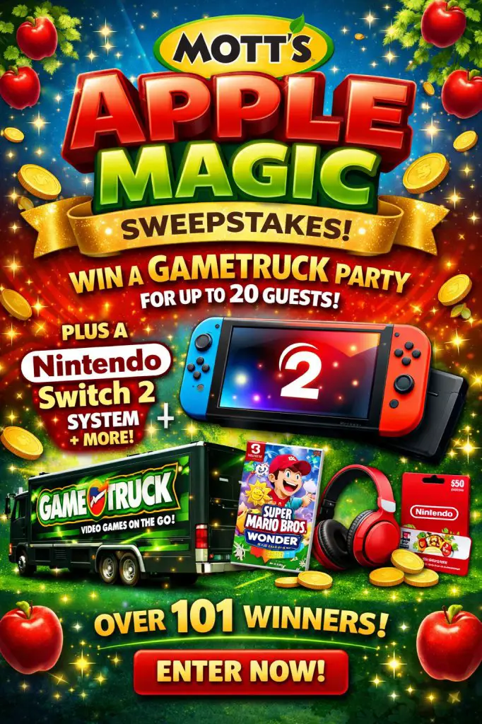 Mott's Apple Magic Sweepstakes – Win A GameTruck Party For Up To 20 Guests, Nintendo Switch 2 system + More (101 Winners)