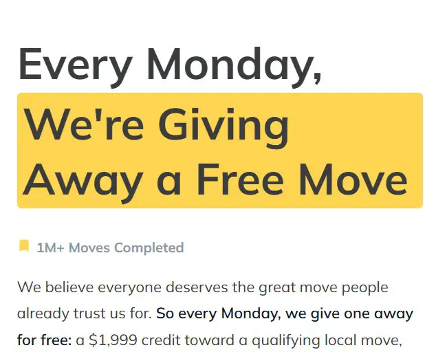 MovingPlace Free Move Monday Sweepstakes - Win A Free Move Worth up To $1,999 (12 Winners)