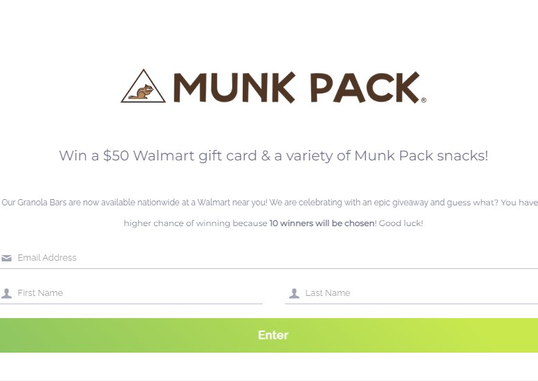 Munk Pack Walmart Gift Card Giveaway - Win A $50 Walmart Gift Card + Munk Pack Snacks