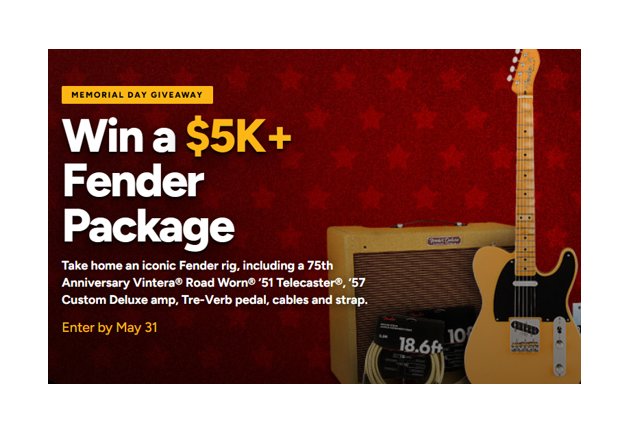 Musician’s Friend “Memorial Day” Sweepstakes - Guitar, Amp, & More Up For Grabs!