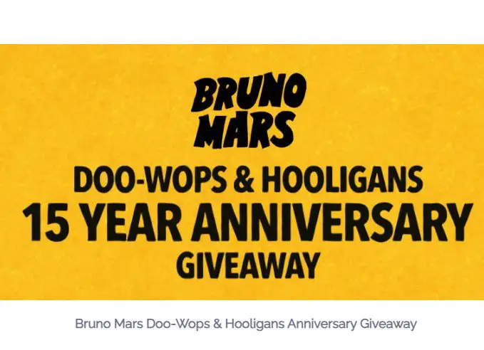 MusicToday Bruno Mars Doo-Wops & Hooligans Anniversary Giveaway - Win a Bruno Mars prize pack