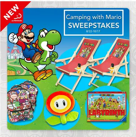 My Nintendo Camping With Mario Sweepstakes – Win Super Mario Bros Outdoor Sling Chairs,  Backpacks + More (5 Winners)