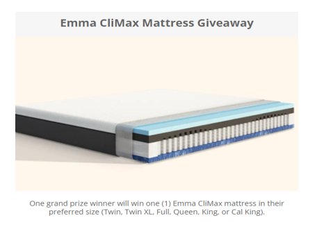 NapLap Emma CliMax Mattress Giveaway - Win A $2,000 Mattress