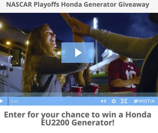 NASCAR Playoffs Honda Generator Giveaway